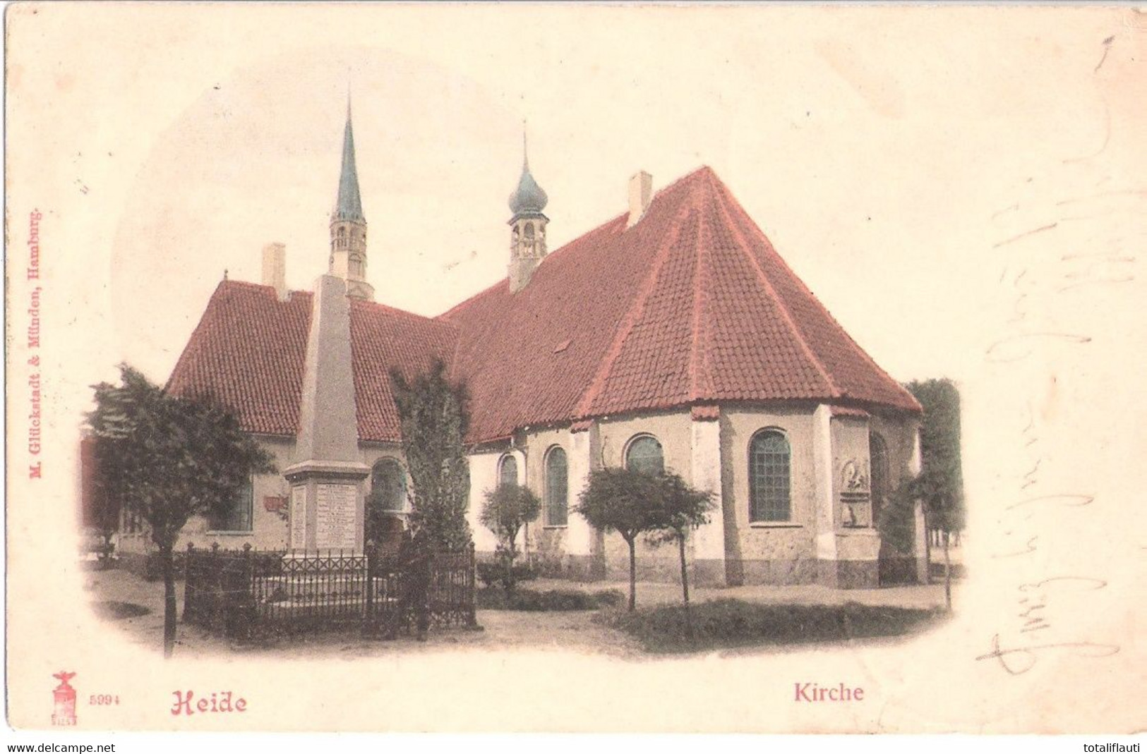 HEIDE In Holstein Kirche Color Mit Kriegerdenkmal Belebt 13.5.1901 Gelaufen - Heide