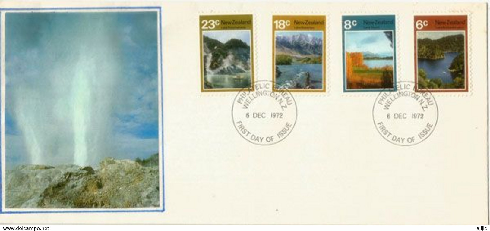 BEAUTIFUL NEW-ZEALAND ! Magnificent Landscapes. Lakes & Geyser. Lettre FDC WELLINGTON  1972 - Covers & Documents