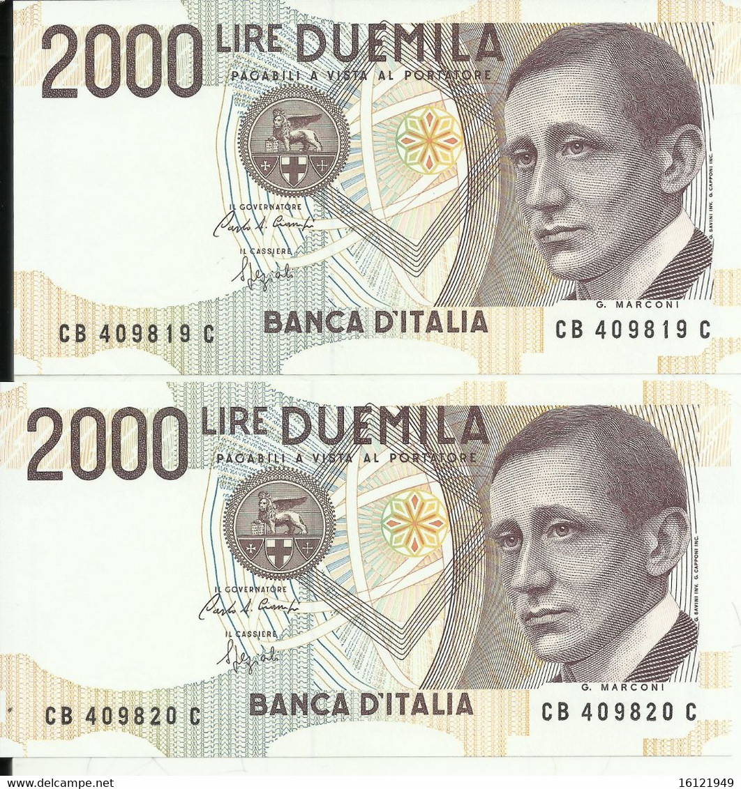 Z41- COPIA 2000 LIRE NUMERI CONSECUTIVI - 2000 Liras