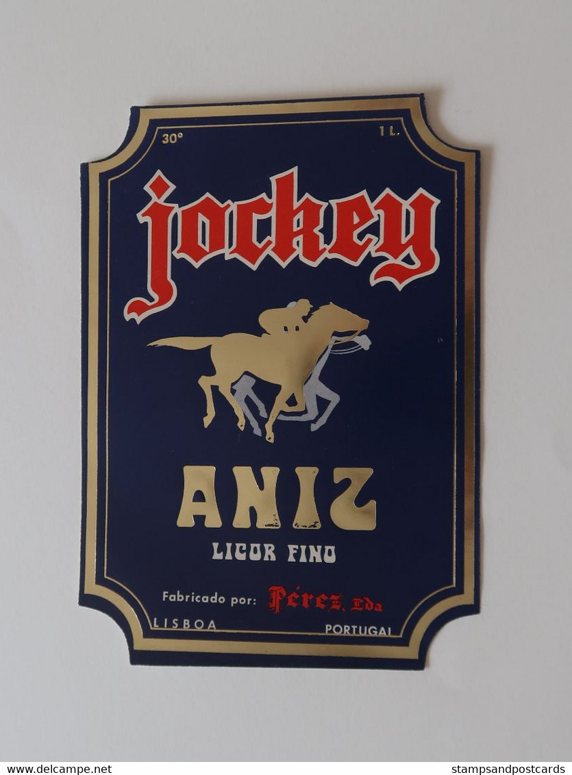 Portugal Etiquette Ancienne Aniz Anis Liqueur Jockey Chevaux De Course Label Anise Liquor Race Horses - Alcohols & Spirits