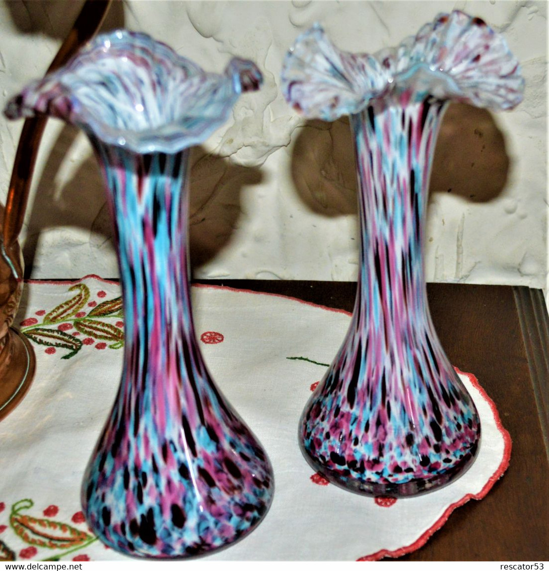 Vases Pâte De Verre Multicolore Style Murano - Glas & Kristal