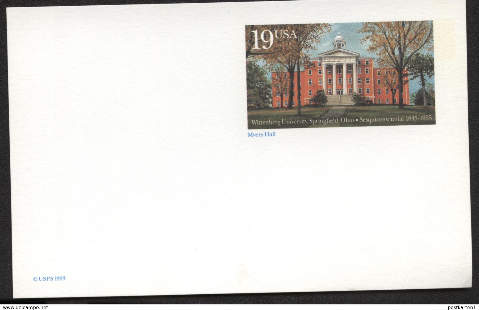 MYERS HALL Springfield OH USA UX175 Postal Card Mint 1994 - 1981-00