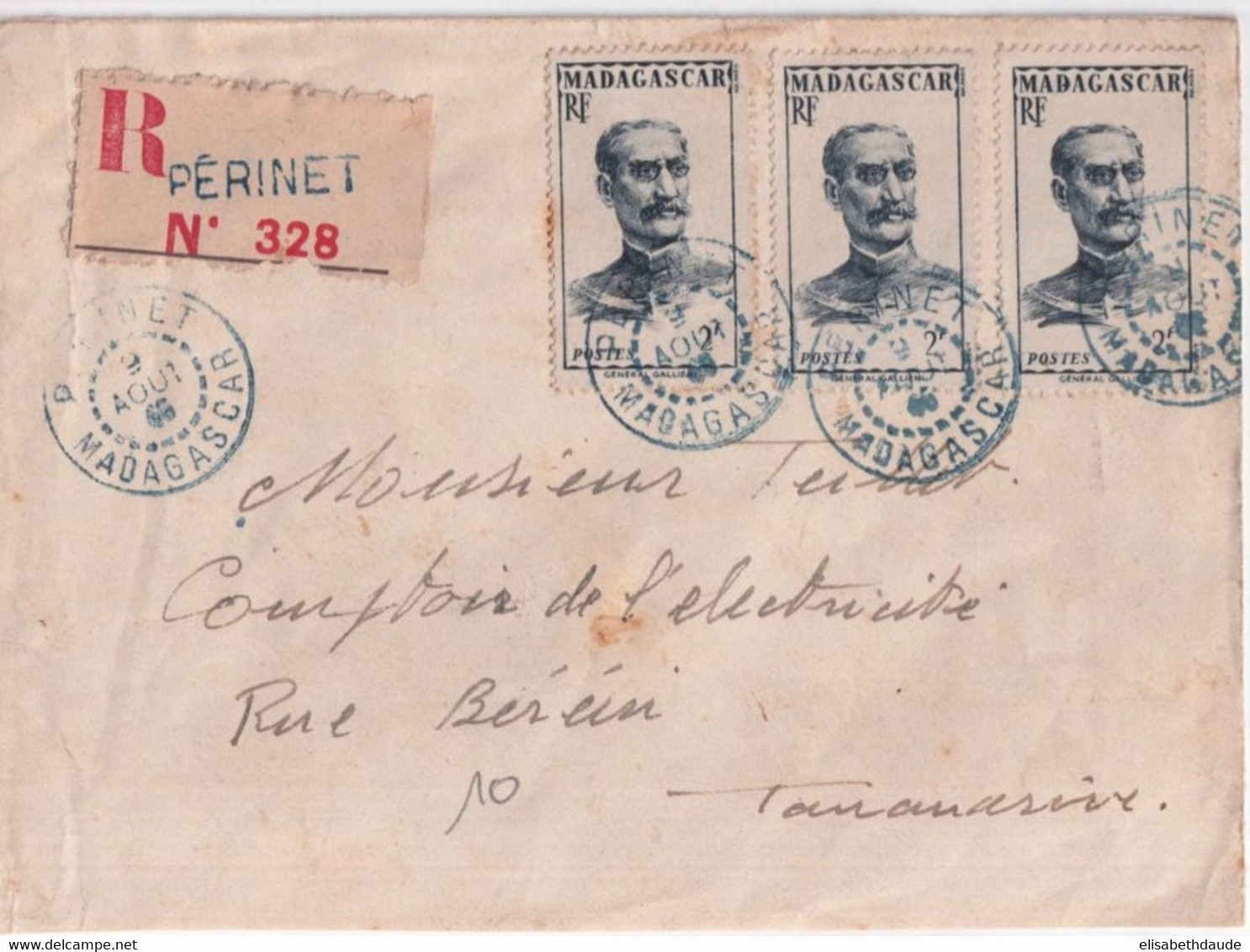 MADAGASCAR - 1946 - ENVELOPPE RECOMMANDEE De PERINET ! => TANANARIVE - Briefe U. Dokumente