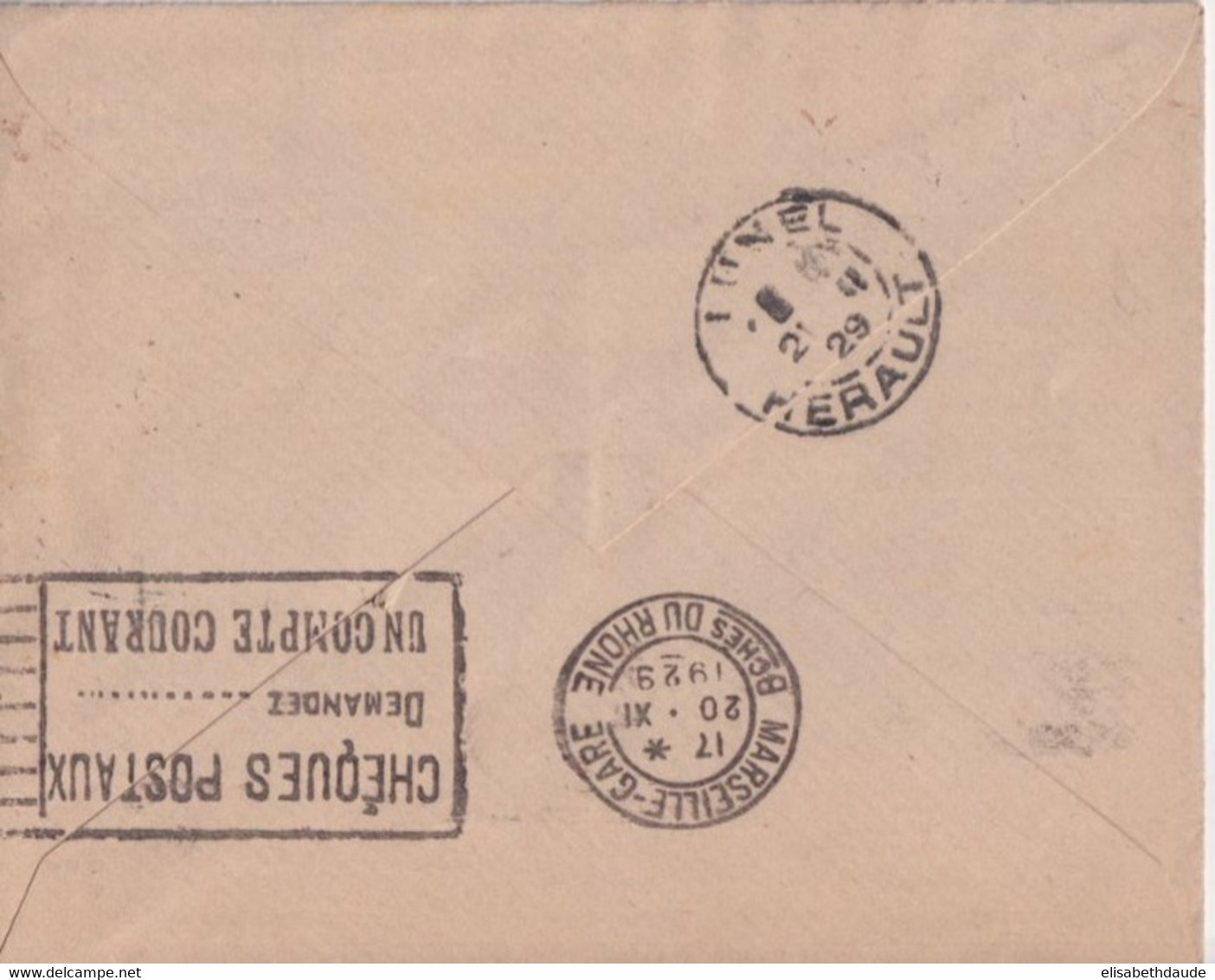 ALGERIE - 1929 - ENVELOPPE Par AVION De ALGER => LUNEL (HERAULT) - Lettres & Documents