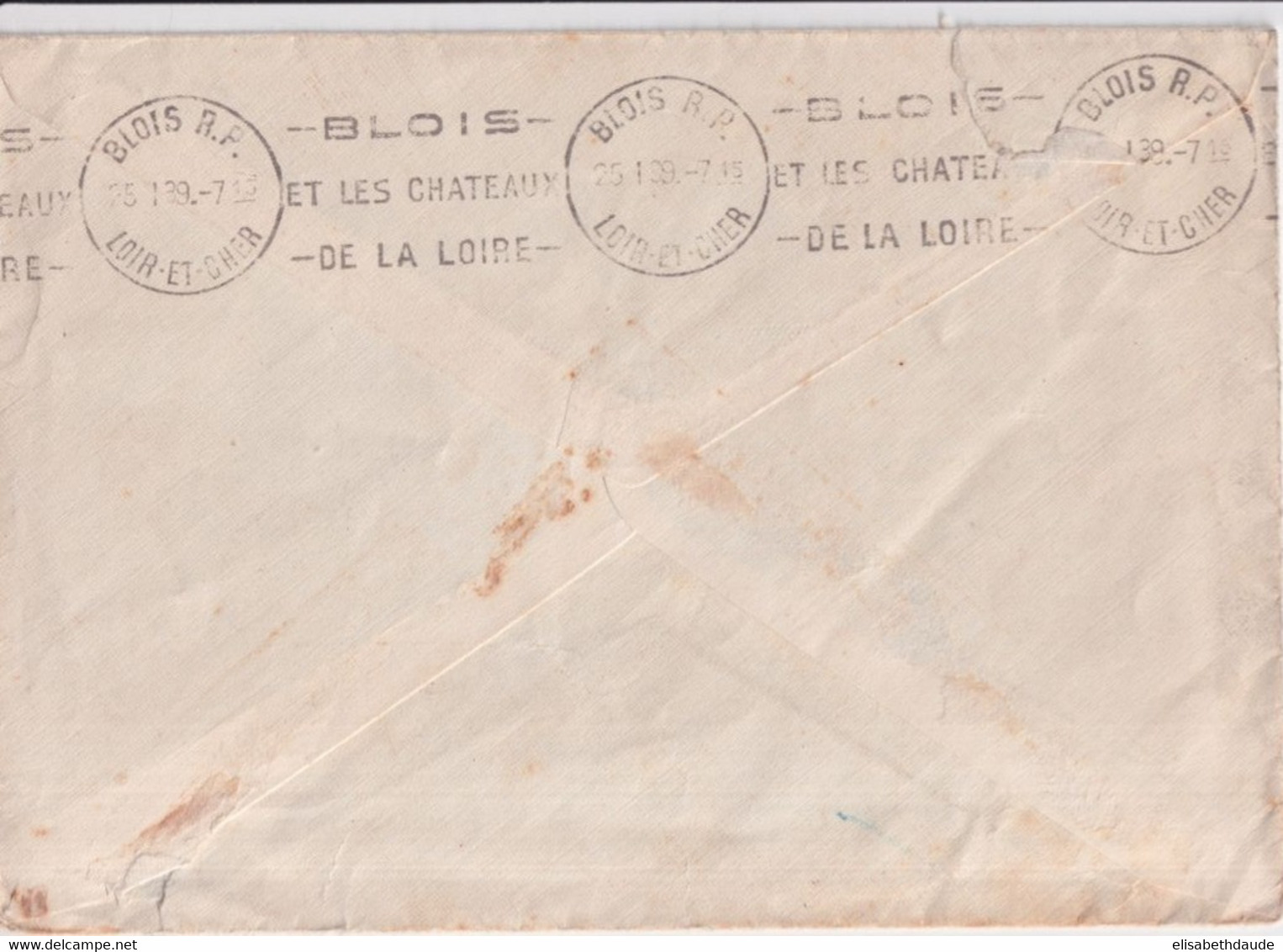 ESPAGNE - 1939 - CENSURE MILITAIRE De GRANADA Sur ENVELOPPE => BLOIS - Nationalists Censor Marks