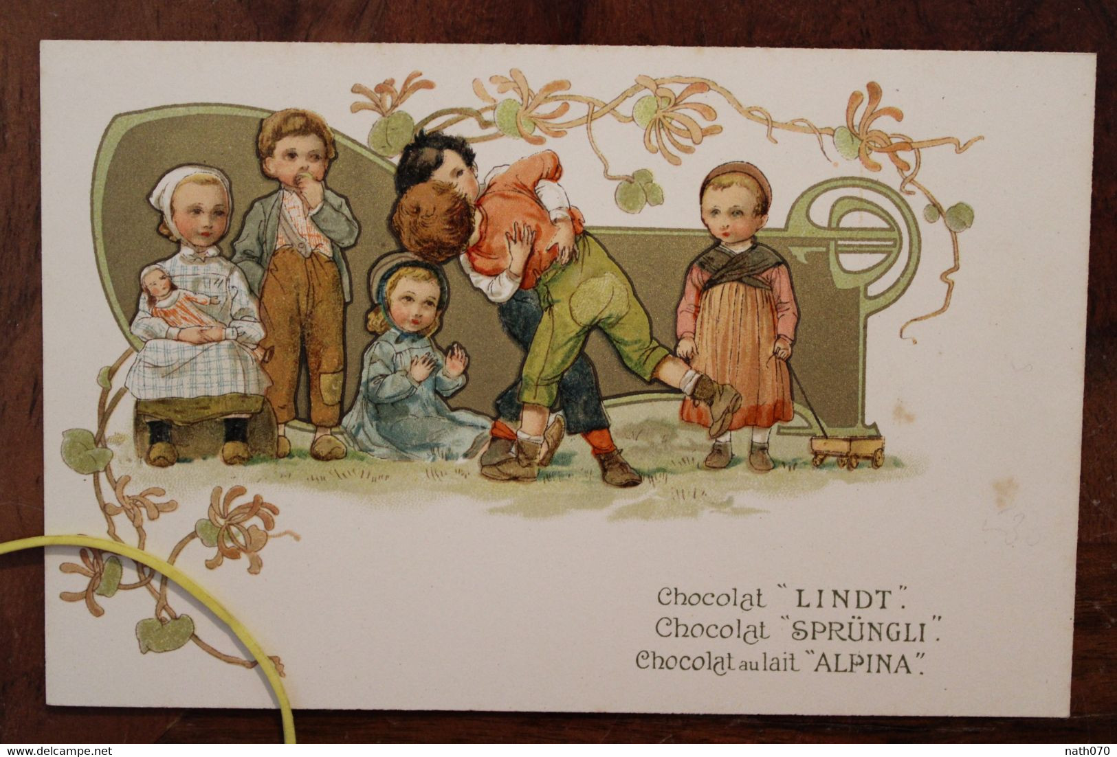1910's CPA Ak Publicité Pub Illustrateur Chocolat Lindt Sprungli Alpina Litho Enfants - Sonstige & Ohne Zuordnung