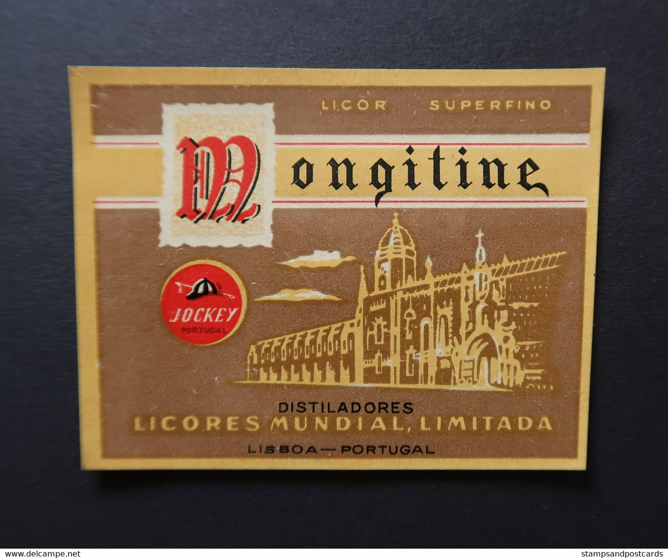 Portugal Etiquette Liqueur Mongitine Jockey Monastère Des Hiéronymites Lisbonne Label Liquor Jerónimos Monastery Lisbon - Alcohols & Spirits