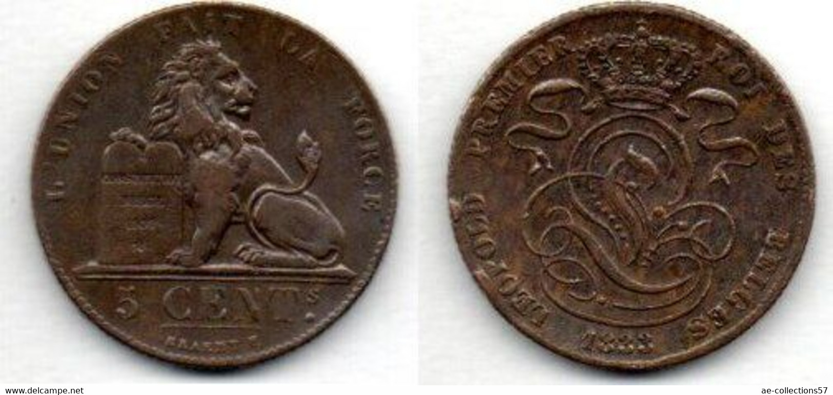 Belgique -  5 Centimes 1833 TB+ - 5 Cents