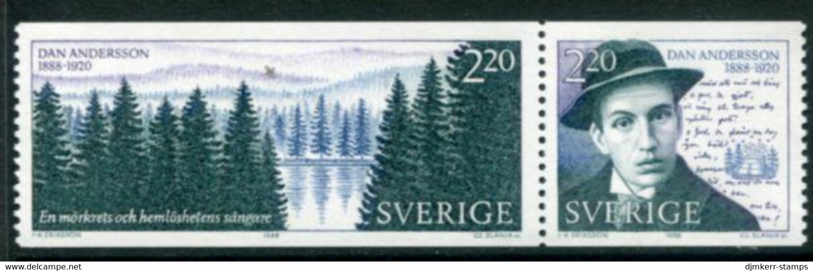 SWEDEN 1988 Andersson Birth Centenary MNH / **.  Michel 1508-09 - Unused Stamps