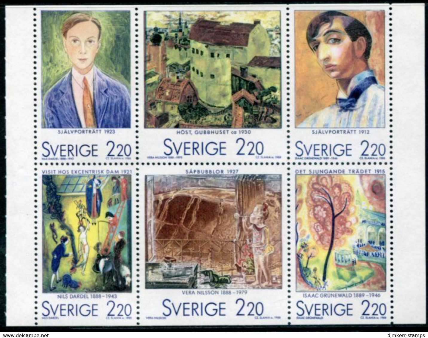 SWEDEN 1988 Swedish Artists In Paris MNH / **.  Michel 1495-1500 - Neufs