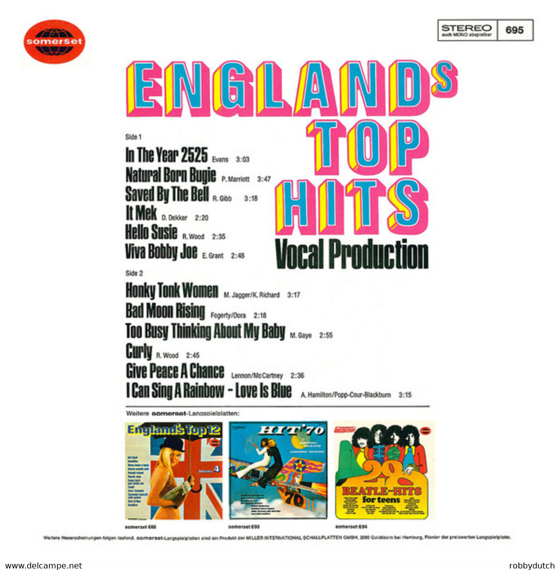 * LP *  ENGLAND' S TOP HITS (Germany 1969 ? ) - Compilaciones