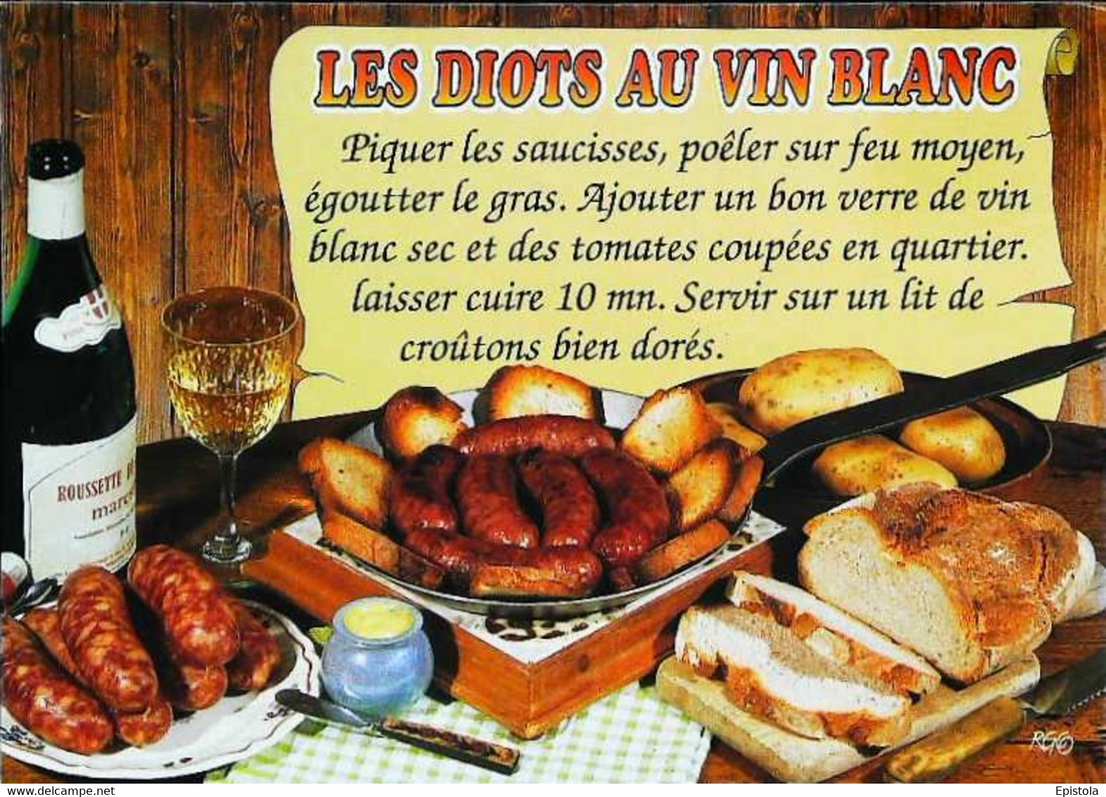 ►  CPSM Recette   Les Diots Au Vin Blanc - Recettes (cuisine)