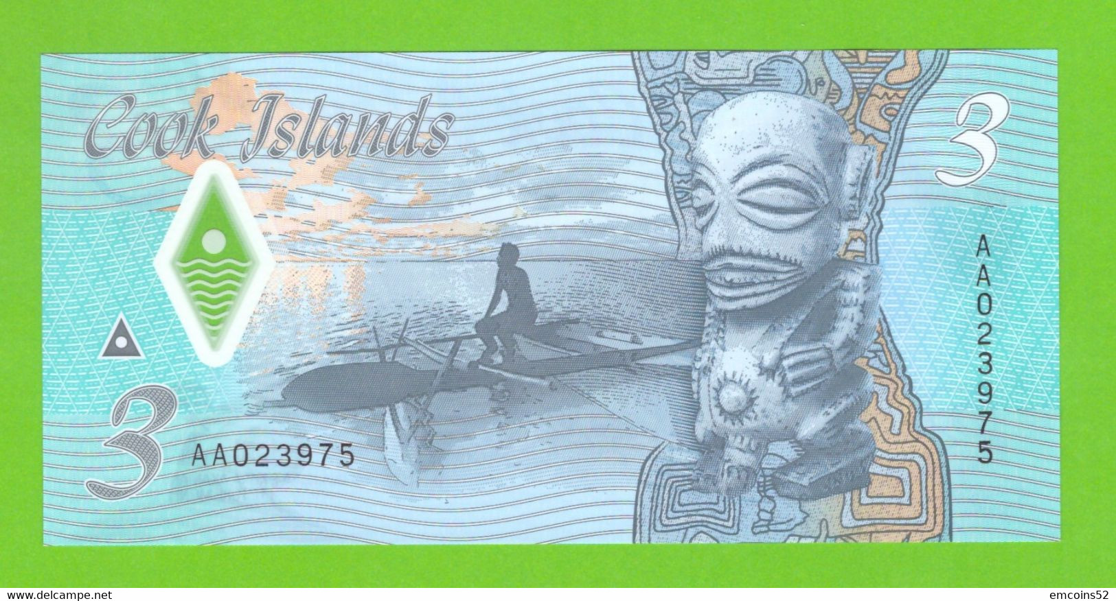 COOK ISLANDS 3 DOLLARS 2021  P-11a  UNC - Cook Islands