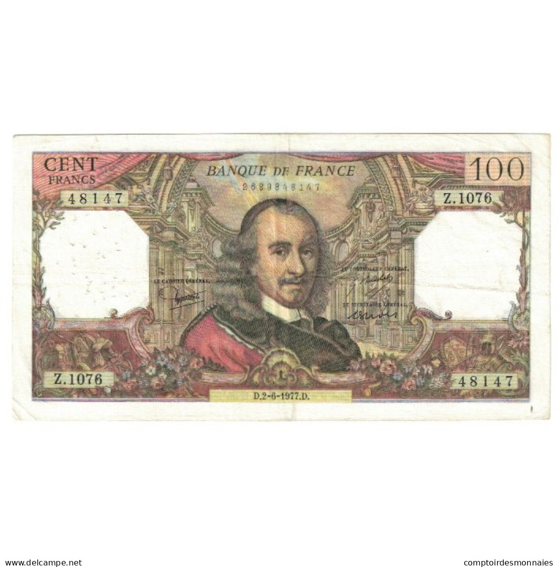 France, 100 Francs, Corneille, 1977, Z.1076, TTB, Fayette:65.58, KM:149f - 100 F 1964-1979 ''Corneille''