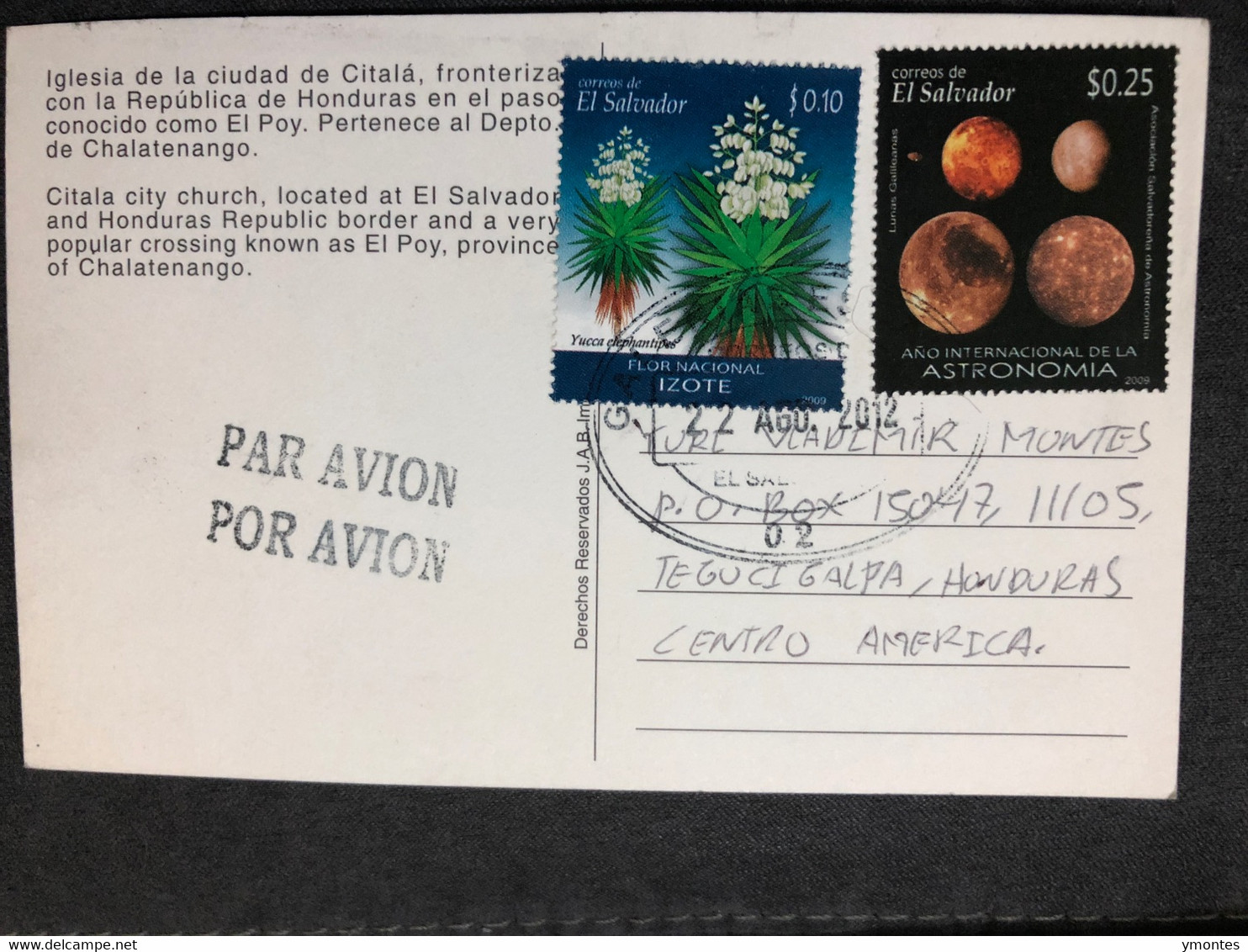 Postcard Cítala 2013 ( Astronomy And Flowers Stamps ) - El Salvador