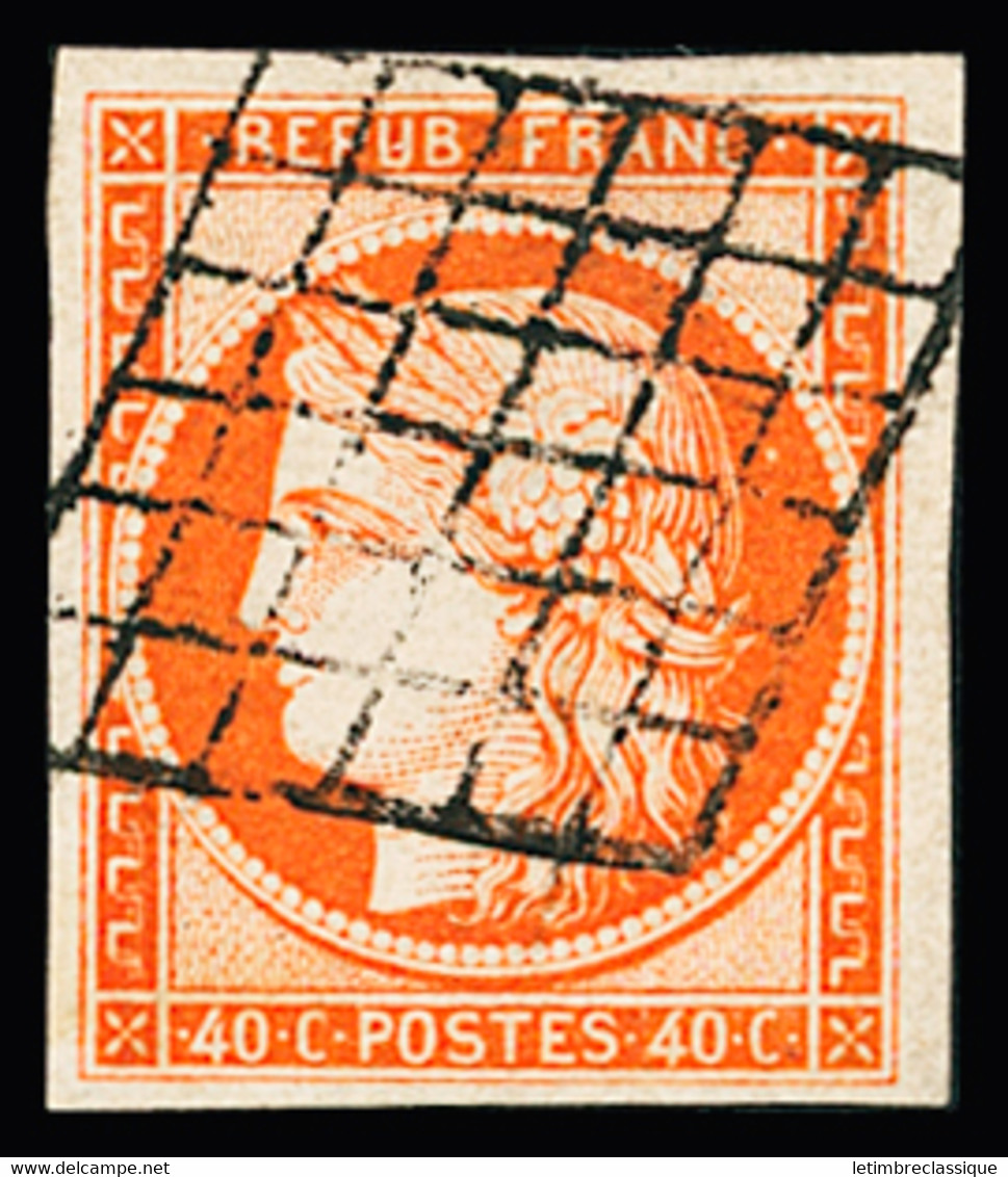 Obl N°5 40c Orange, Superbe Nuance, Obl Grille. TTB - 1849-1850 Cérès