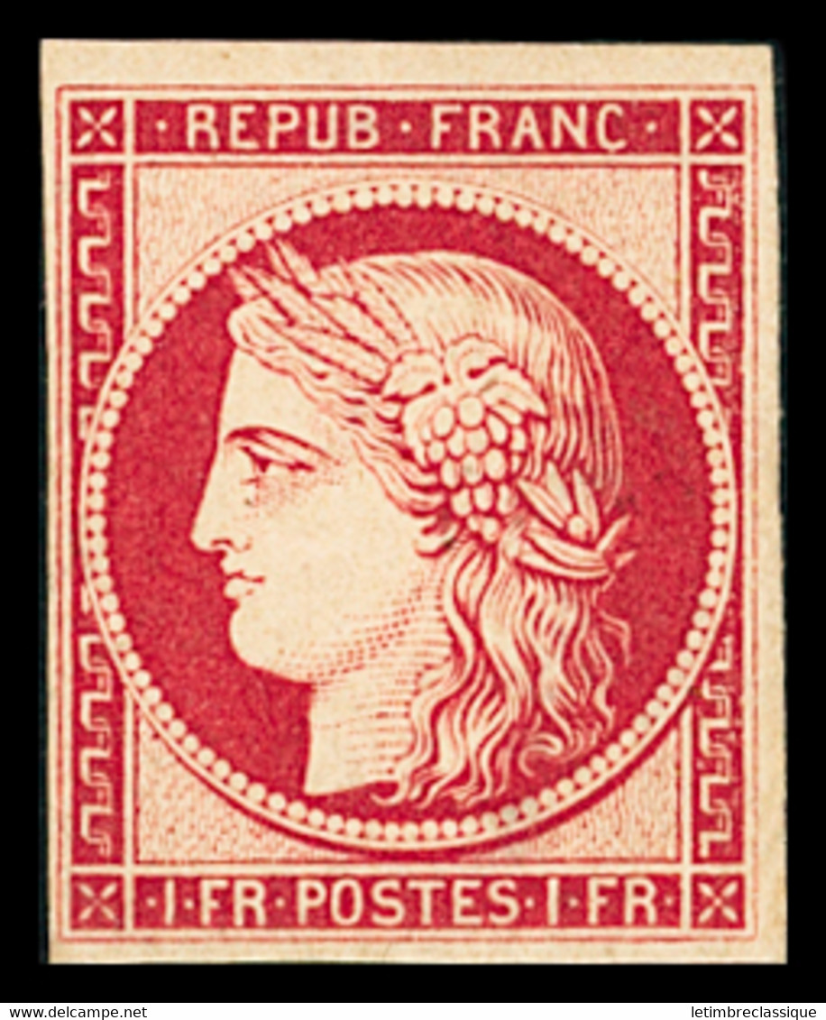 ** N°6f 1f Carmin, Réimpression De 1862, Neuf **, Très Frais, TTB (cote Pour *) - 1849-1850 Cérès