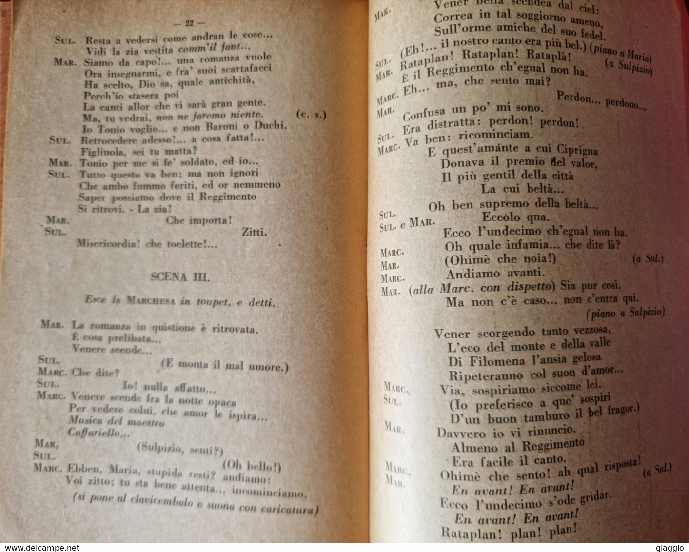 °°° G. DONIZETTI - LA FIGLIA DEL REGGIMENTO - MELODRAMMA COMICO IN DUE ATTI - 1934 °°° - Teatro