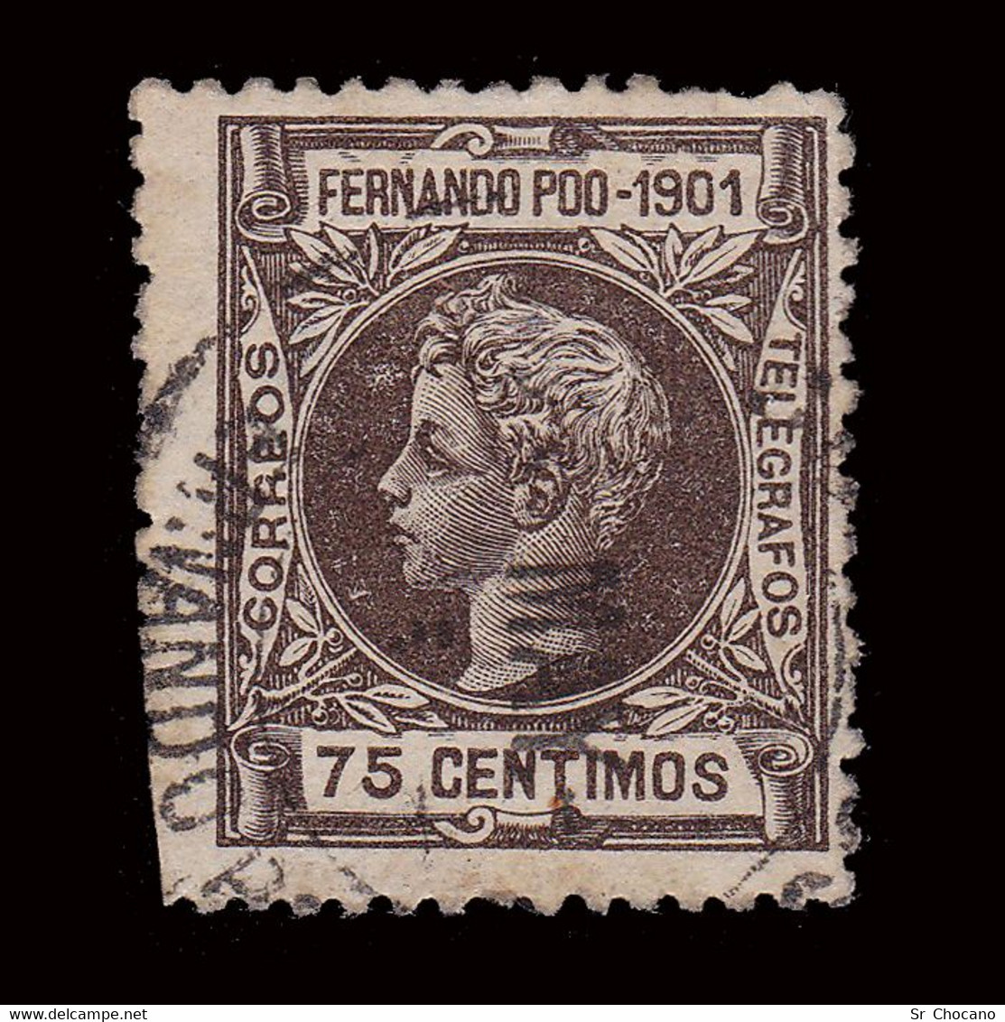 FERNANDO POO.1901.Alfonso XIII.75c.Matasello.Edifil.103 - Fernando Po