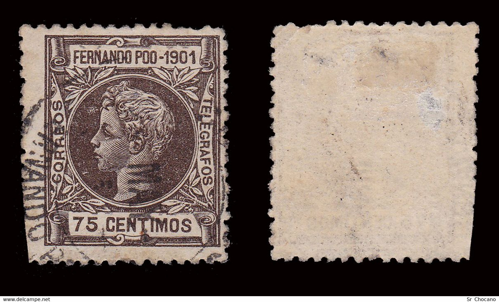 FERNANDO POO.1901.Alfonso XIII.75c.Matasello.Edifil.103 - Fernando Po