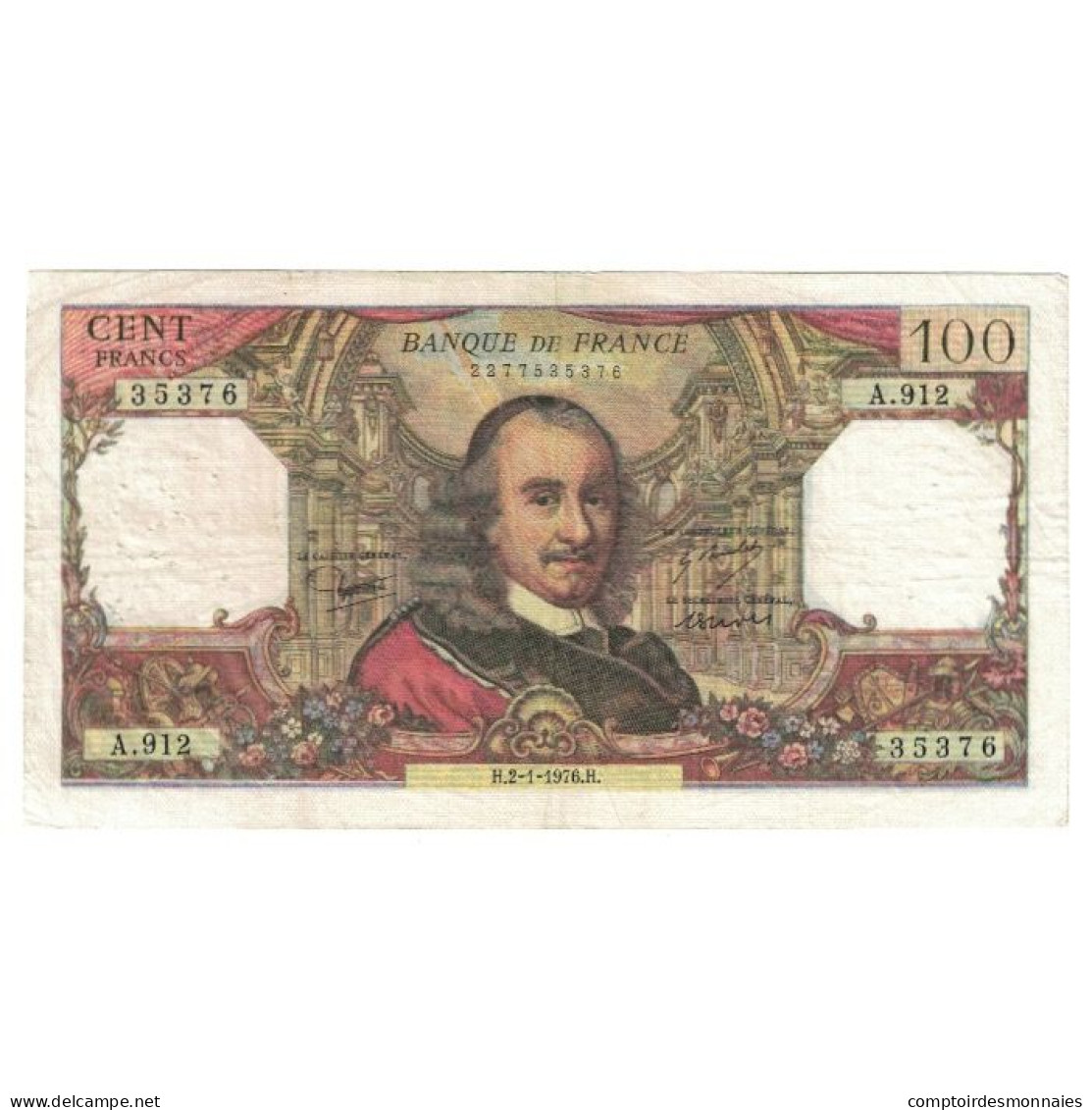 France, 100 Francs, Corneille, 1976, A.912, TTB, Fayette:65.51, KM:149f - 100 F 1964-1979 ''Corneille''