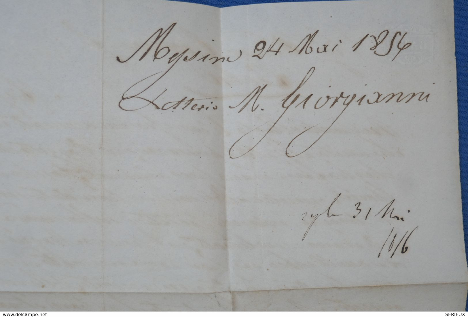 AW10 ITALIA  DEUX SICILES BELLE LETTRE  1856 MESSINA  POUR LYON  VIA MARSEILLE FRANCIA  ++C. ROUGE +AFFR. INTERESSANT. - Sicilia