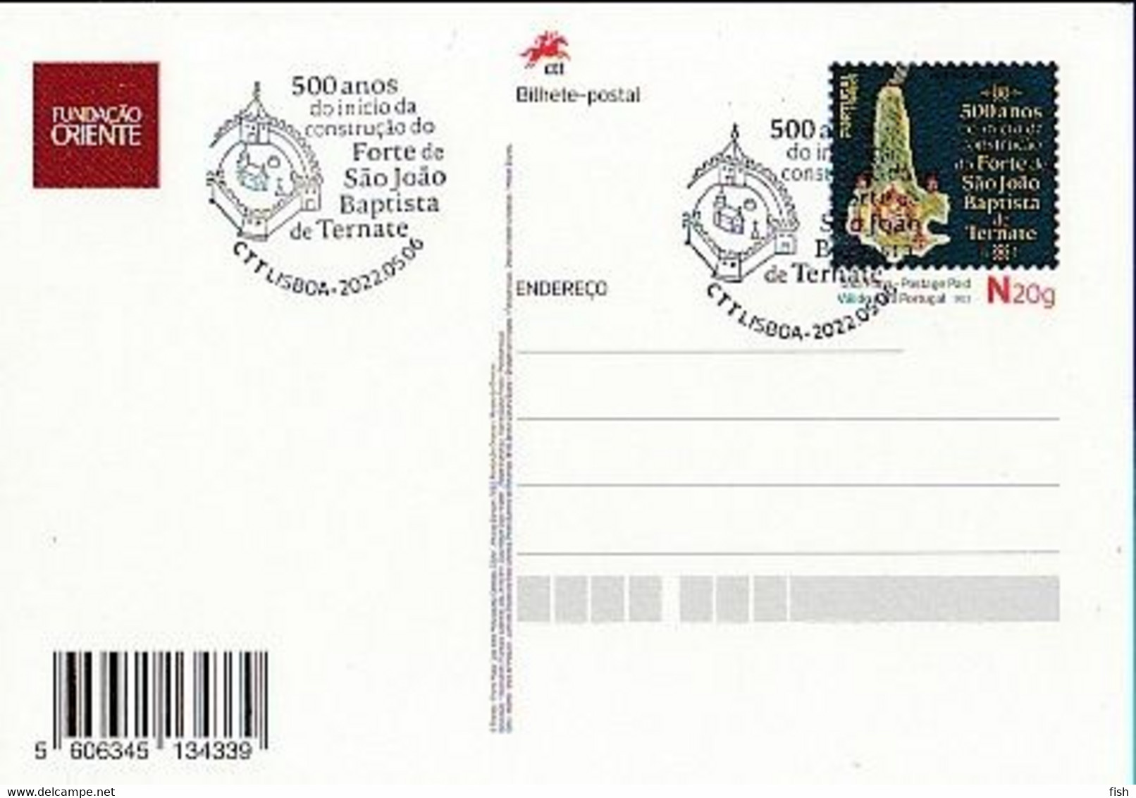 Portugal & Postal Stationary, 500 Anos Do Inicio Da Construção Do Forte De São João Baptista De Ternate  2022  (8665) - Interi Postali