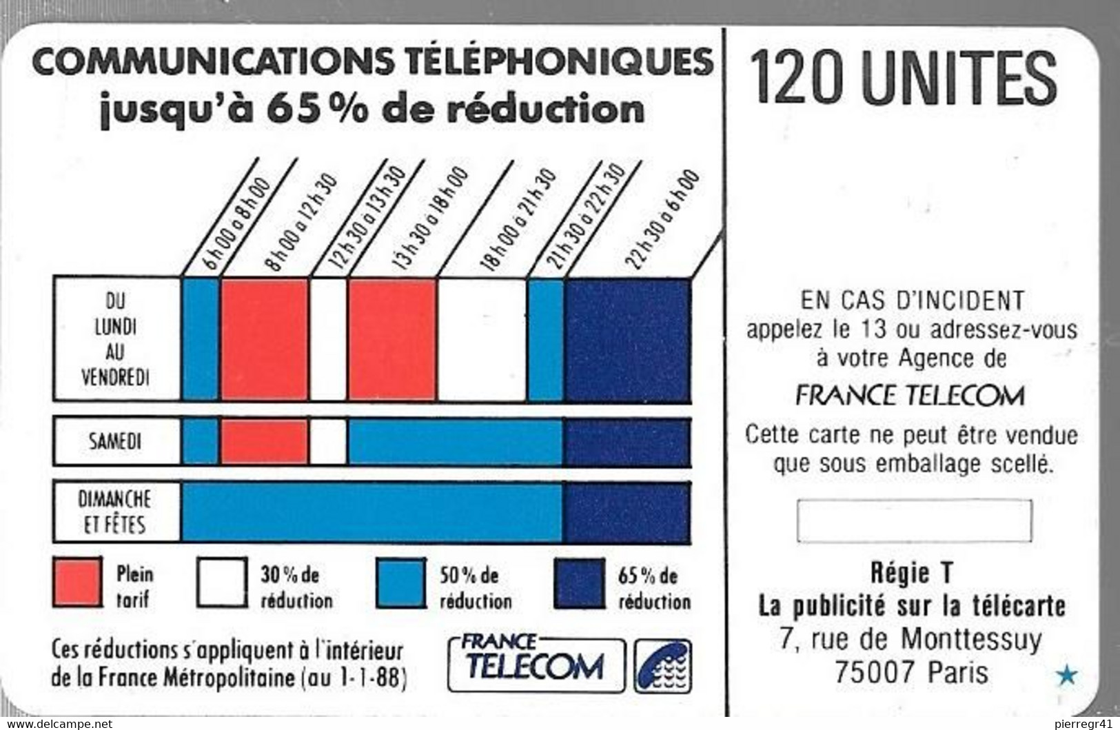 CARTE-PUBLIC-Ko43A.000.1-120U-BULL1-OFFSET-R° Glacé-V°Glacé-CORDON BLEU-V°Etoile Bleu-Plage 65% Violet-S/N°-BE - Cordons'