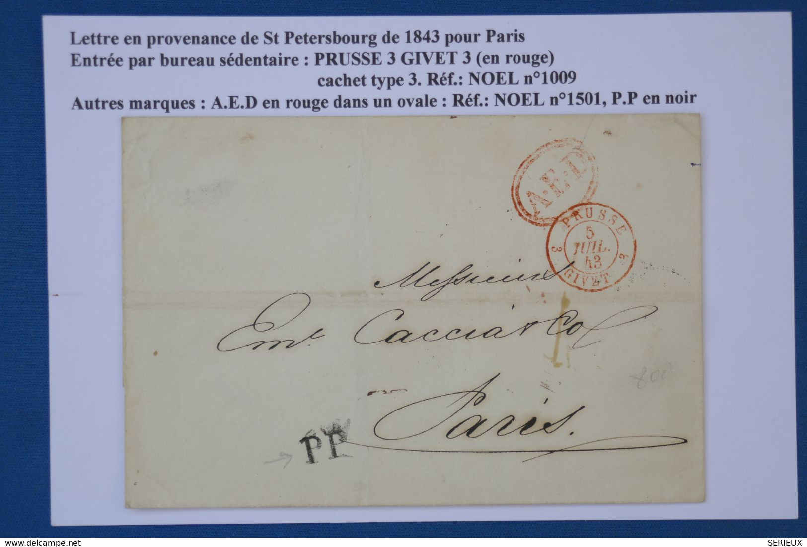 AW10 RUSSIE  BELLE LETTRE  RARE 1843  ST PETERSBOURG POUR   PARIS  FRANCE+++AFFR. PLAISANT. - ...-1857 Prephilately