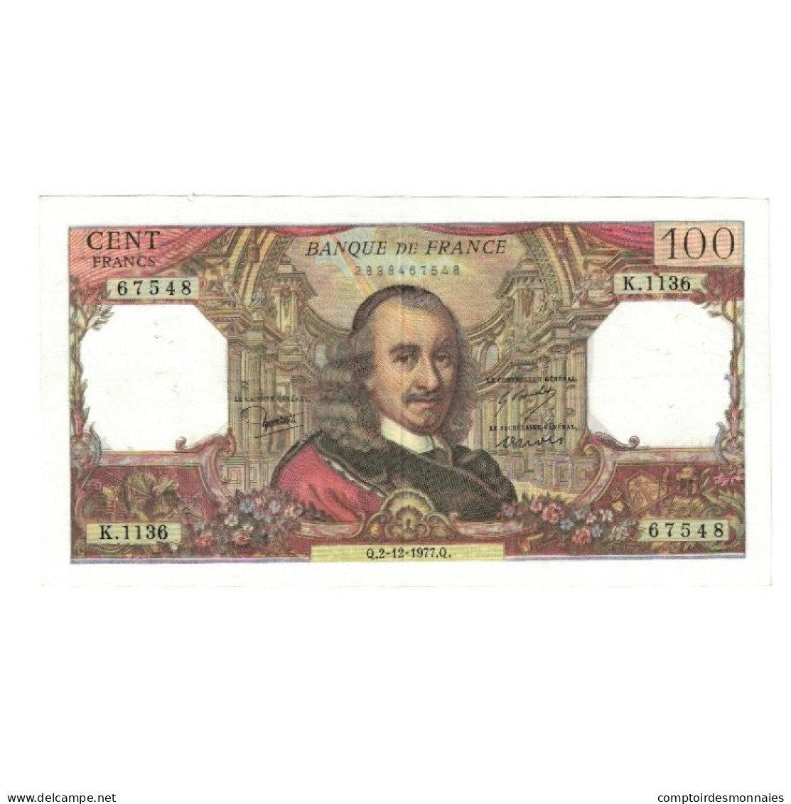 France, 100 Francs, Corneille, 1977, K.1136, TTB, Fayette:65.60, KM:149f - 100 F 1964-1979 ''Corneille''