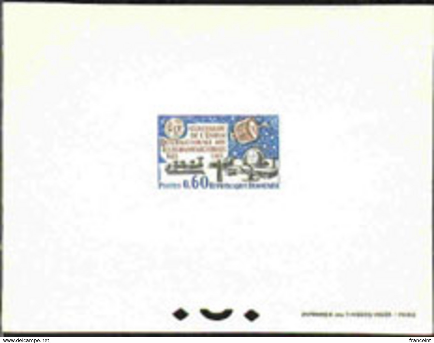 FRANCE(1965) Telegraph. Satellite. Pleumeur-Bodou Station. Deluxe Sheet. ITU Centenary. Scott No 1122, Yvert No 1451. - Pruebas De Lujo