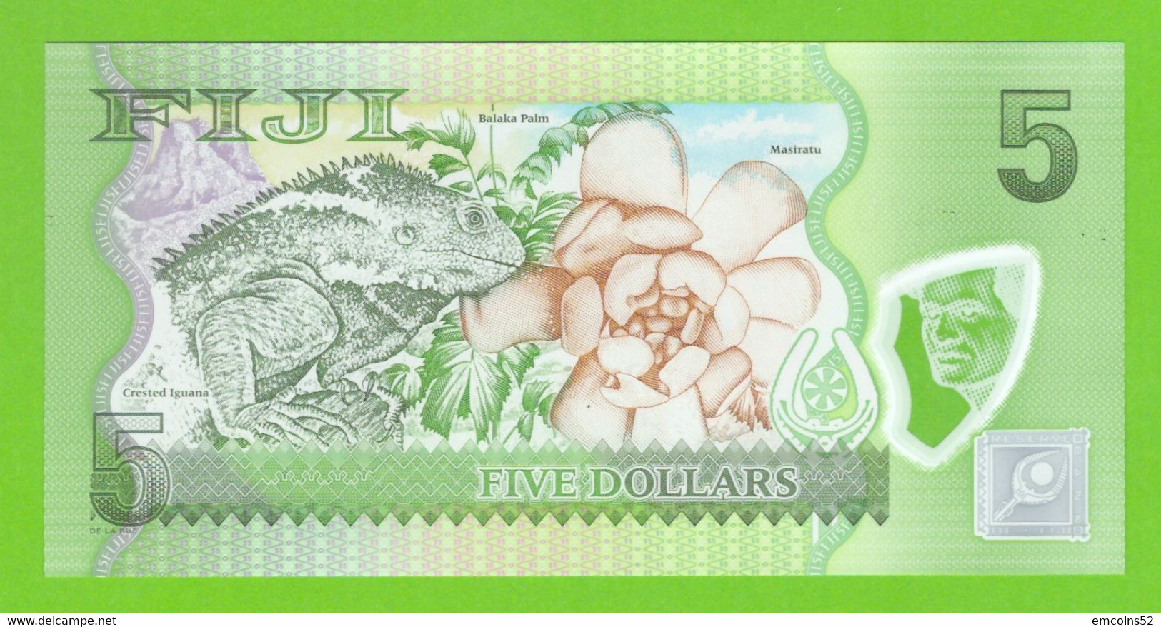 FIJI 5 DOLLARS 2012  P-115 UNC - Fiji