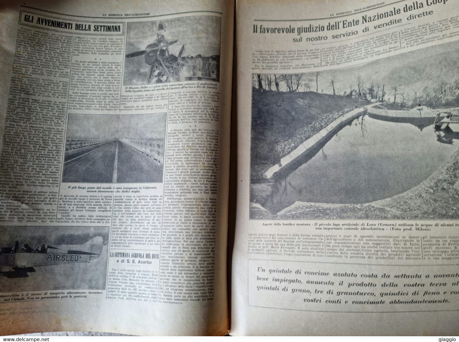 °°° LA DOMENICA DELL'AGRICOLTORE - ANNO VI N°6 FEBBRAIO 1931 °°° - Société, Politique, économie