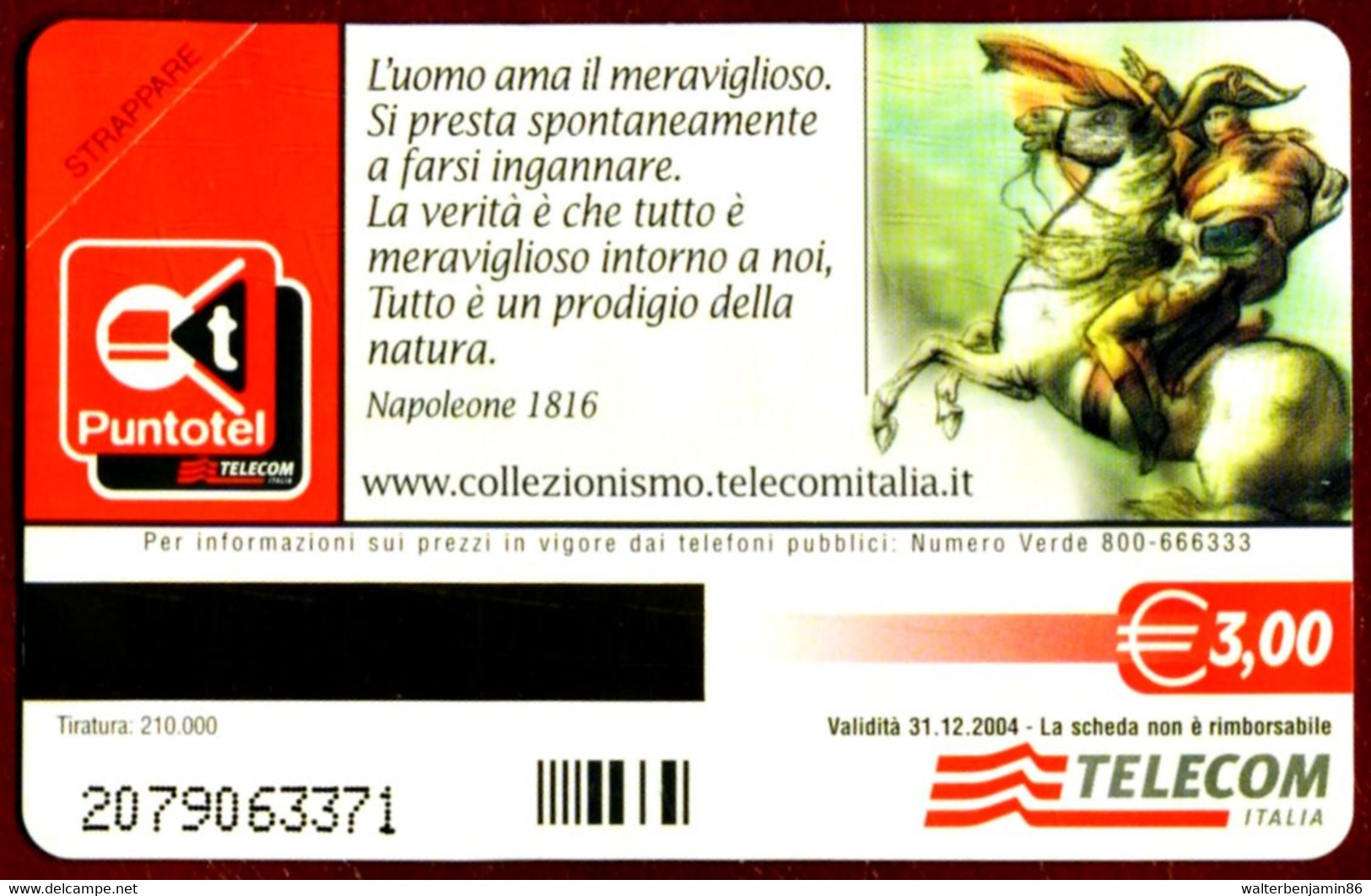 G 1727 229 C&C 3833 SCHEDA TELEFONICA NUOVA MAGNETIZZATA ROMA 2003 NAPOLEONE - Public Advertising