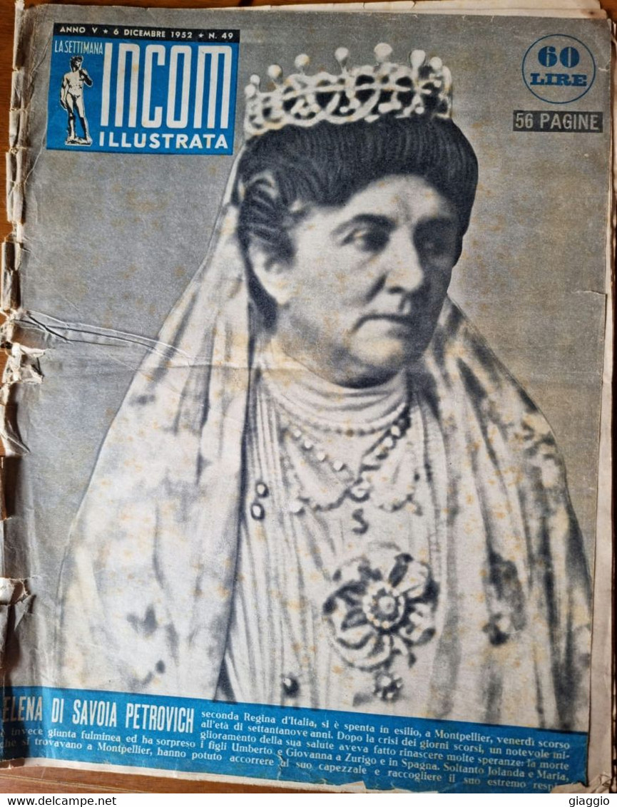 °°° INCOM - ELENA DI SAVOIA PETROVICH - ANNO V 1952 °°° - Società, Politica, Economia