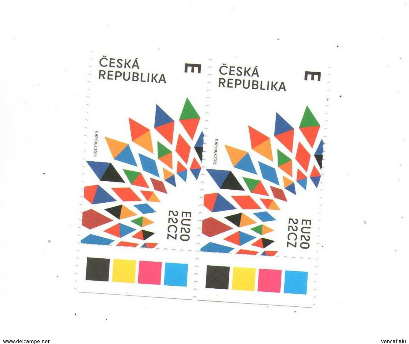 Year 2022  - Czech Republic - Presidency European Union,2 Stamps With Color Text In Edge, MNH - Unused Stamps