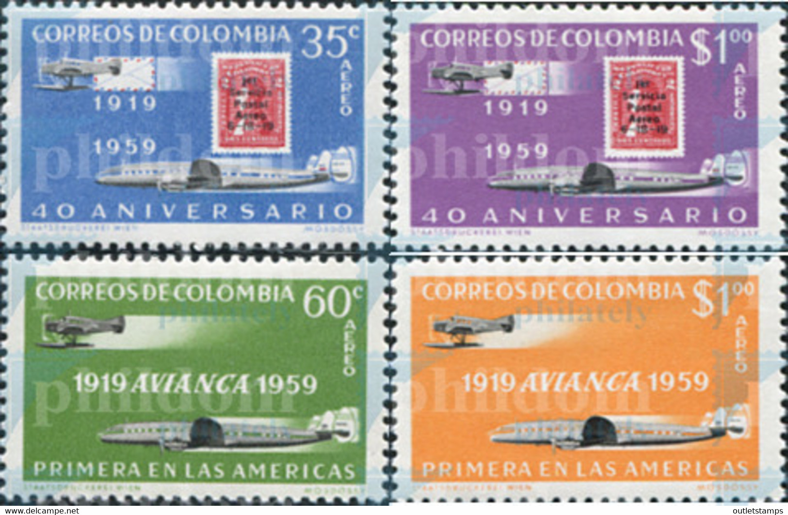 657022 MNH COLOMBIA 1959 40 ANIVERSARIO DEL CORREO AEREO Y DE LA COMPAÑIA SCADTA - Colombia