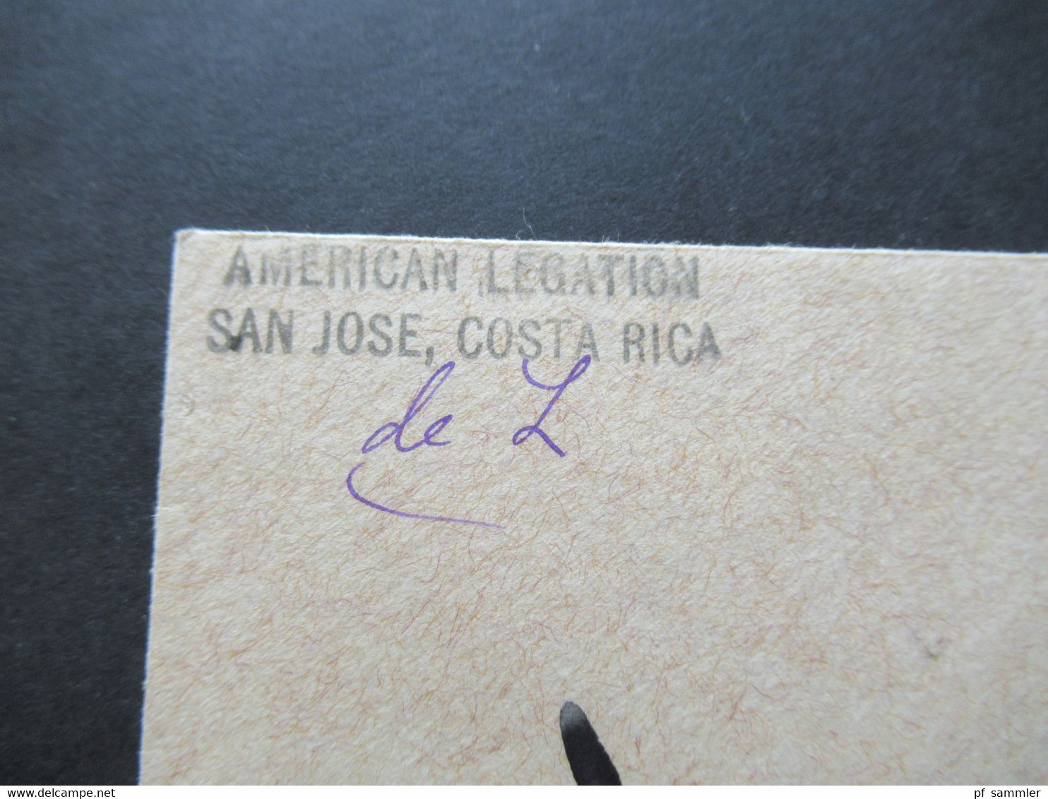 Portofreiheit American Legation San Jose, Costa Rica Stempel Correspondencia Diplomatica Franco De Porte (Free) - Costa Rica