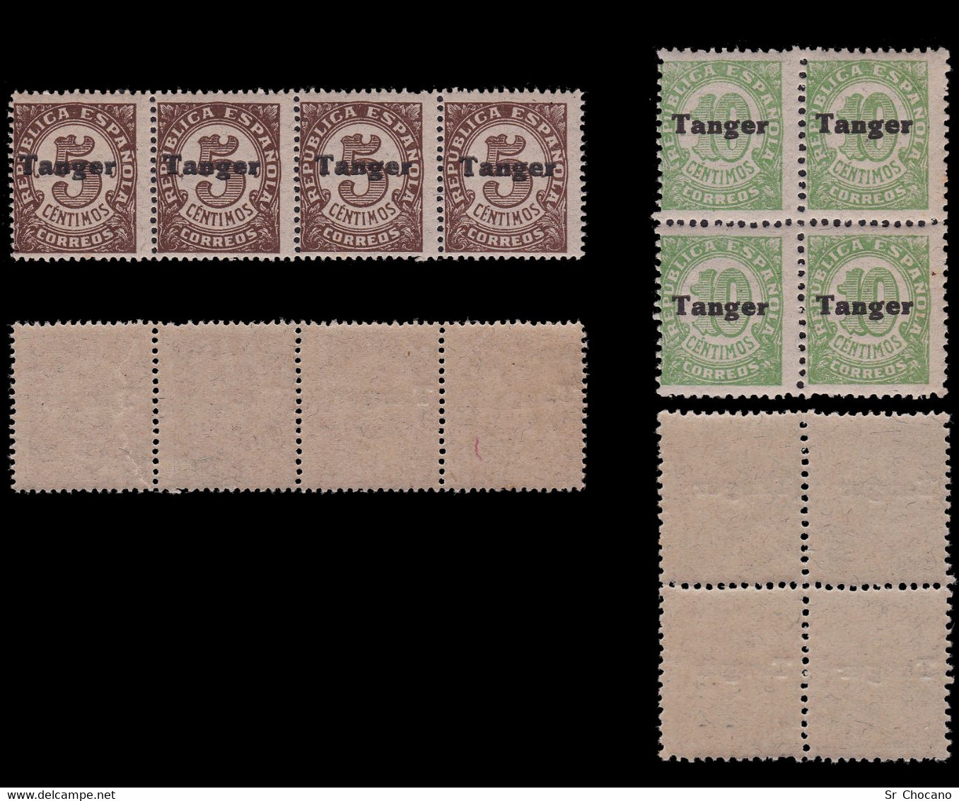 TANGER.1939.España Habilitados.Lote 10 Blq4.MNH.Edifil 114-123 - Marruecos Español