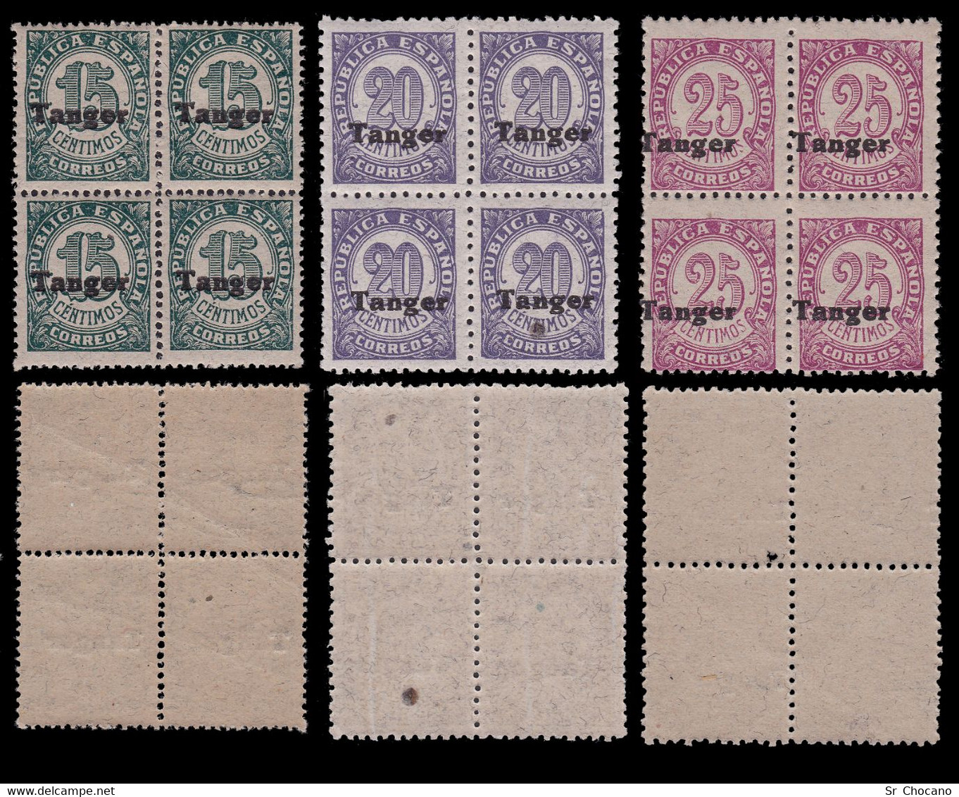 TANGER.1939.España Habilitados.Lote 10 Blq4.MNH.Edifil 114-123 - Marruecos Español