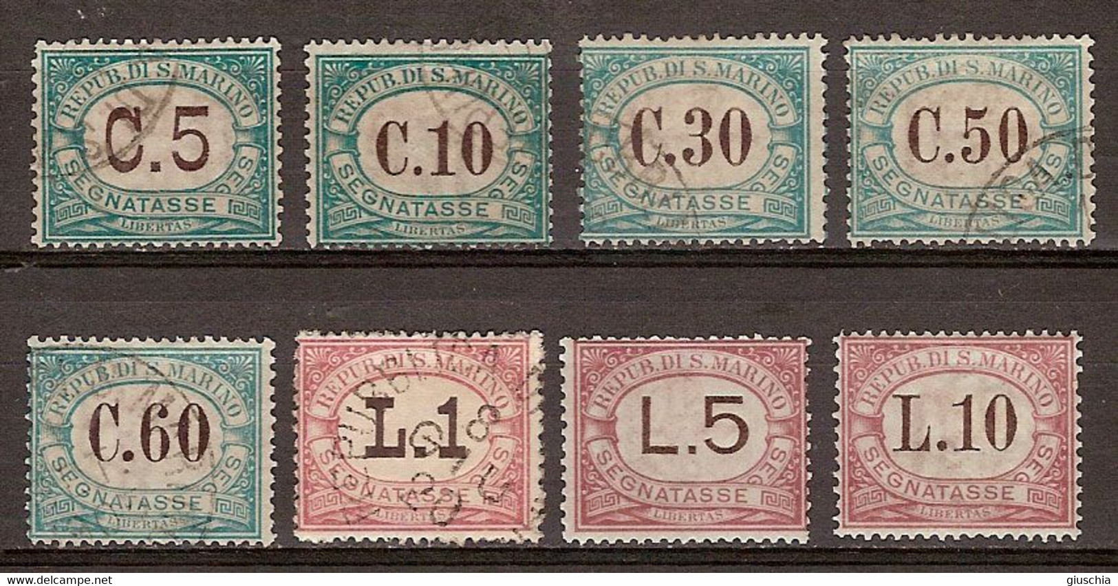 (Fb).San Marino.1897.Serie Di 8 Valori (60-22) - Timbres-taxe