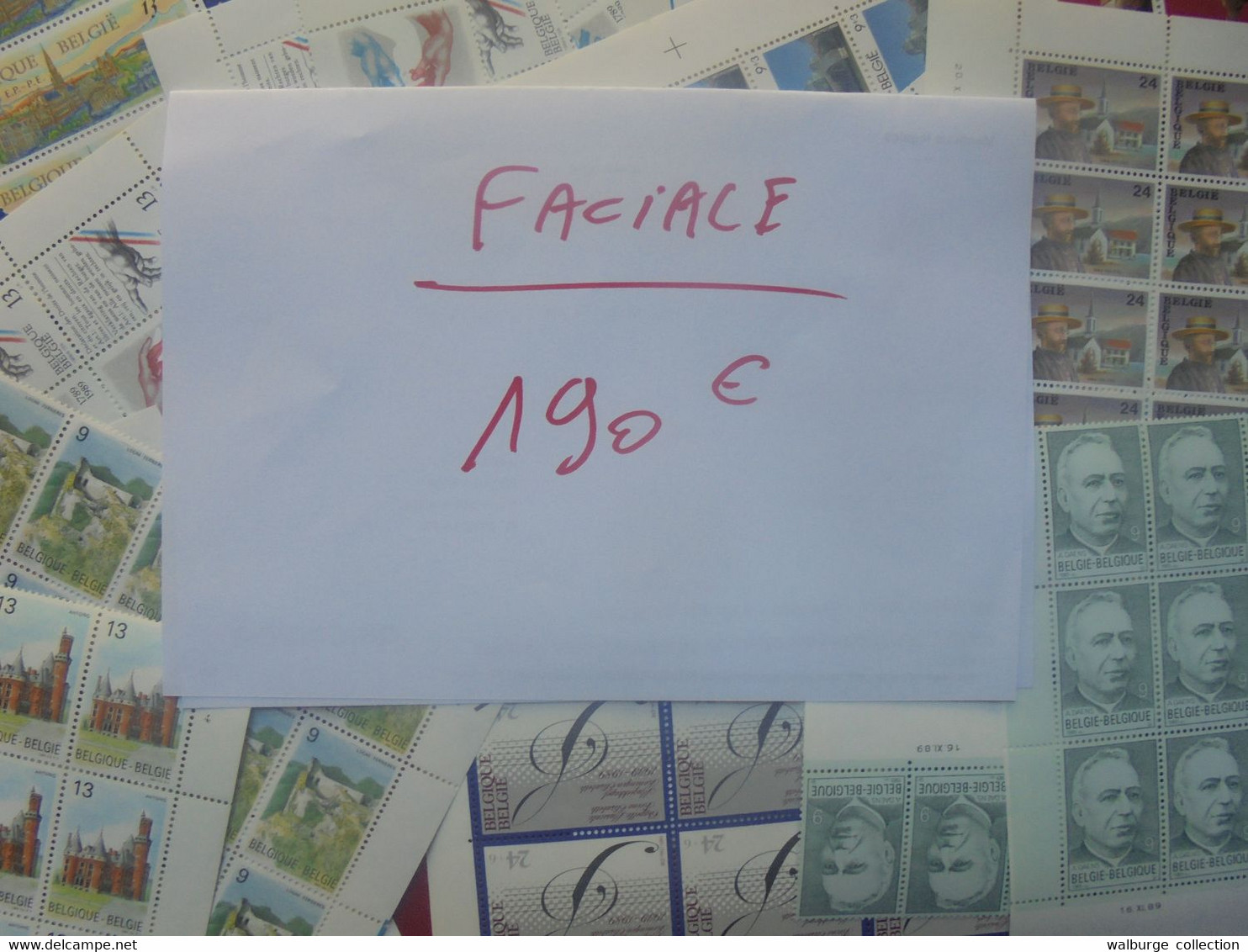 +++BELLE FACIALE 190 EURO+++ BELGIQUE+++EN MULTIPLES ET MORCEAUX DE FEUILLES - Collections