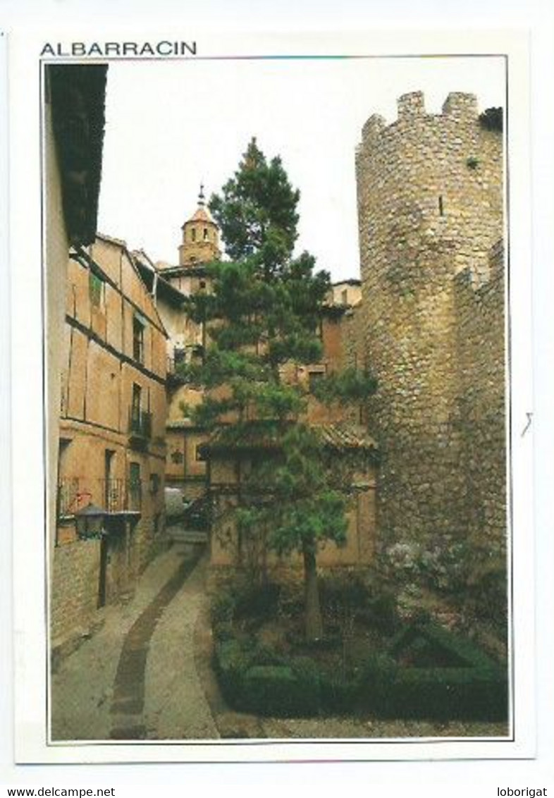 CIUDAD HISTORICA Y MONUMENTAL.- MURALLA AL FONDO TORRE DE LA CATEDRAL.-  ALBARRACIN - TERUEL.- ( ESPAÑA ) - Teruel