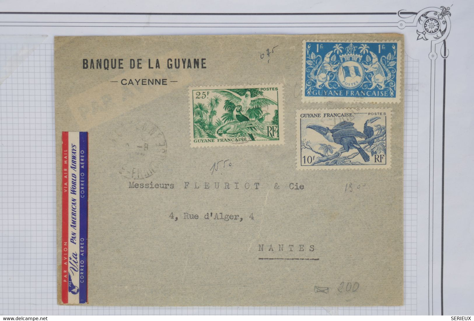 AW11 GUYANNE BELLE LETTRE 1935  CAYENNE POUR NANTES FRANCE  + AFFRANCH. INTERESSANT - Covers & Documents