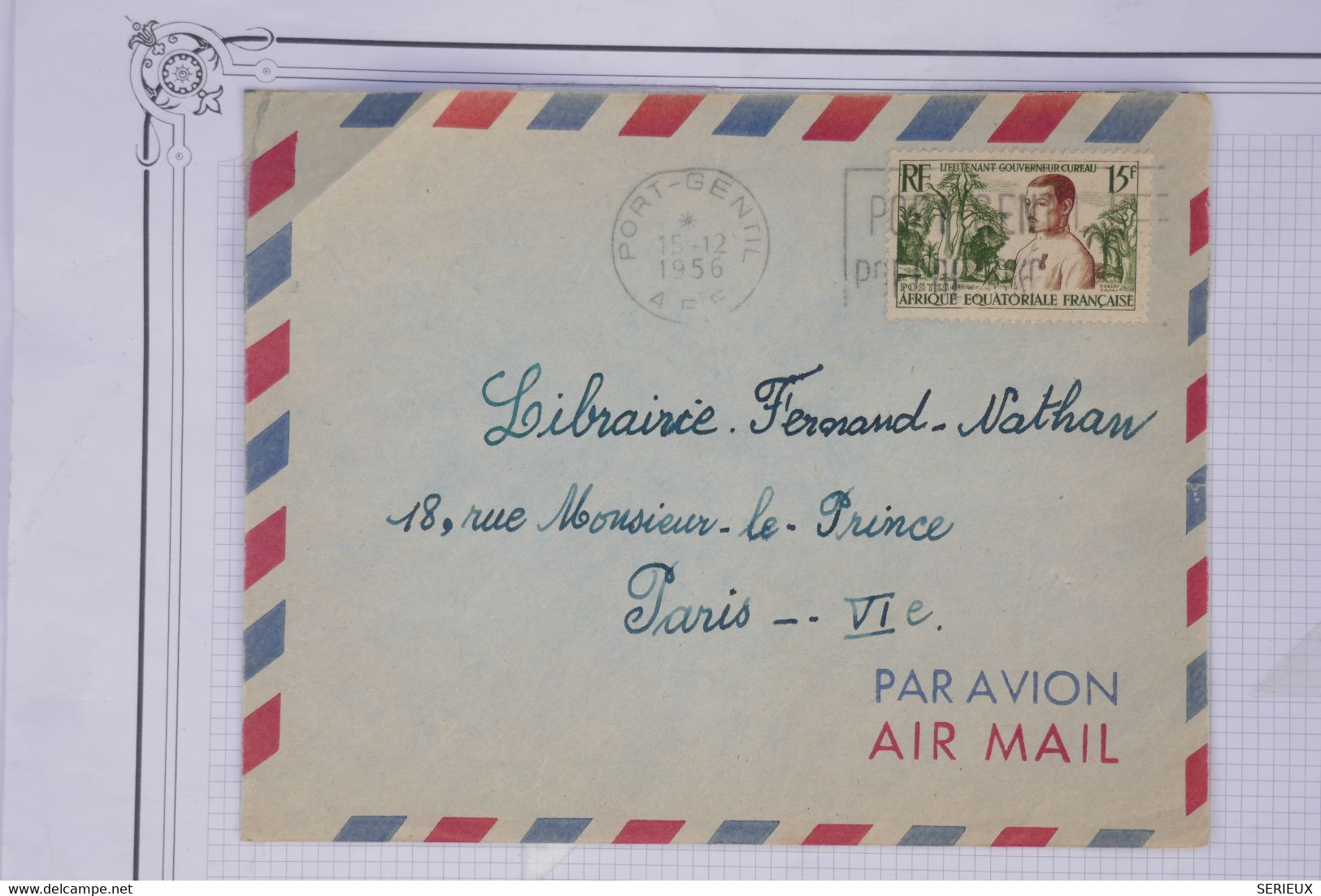 AW11 AEF  BELLE LETTRE 1956 PETIT BUREAU PORT GENTIL   POUR  PARIS  FRANCE   + + AFFRANCH.PLAISANT - Storia Postale