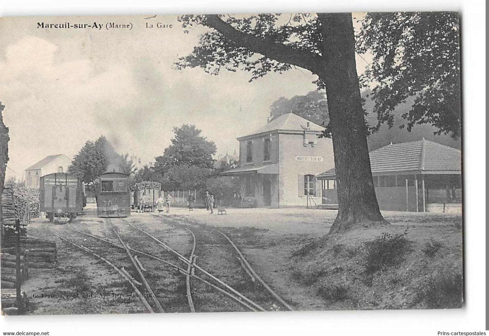 CPA 51 Mareuil Sur Ay La Gare Du C.B.R. Train Tramway - Mareuil-sur-Ay