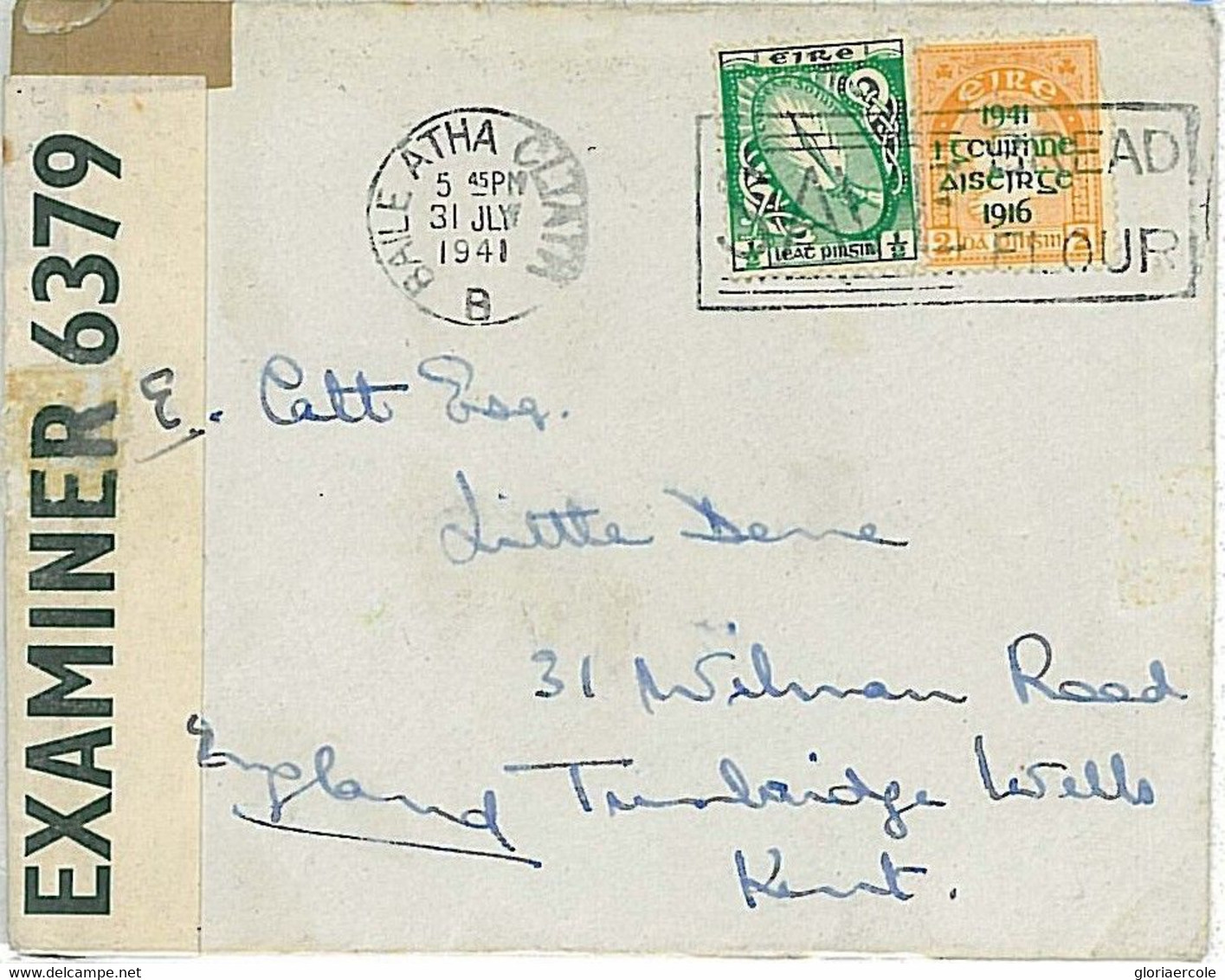 10617 - IRELAND - POSTAL HISTORY - Nice Postmark On CENSORED COVER  1941 - Briefe U. Dokumente