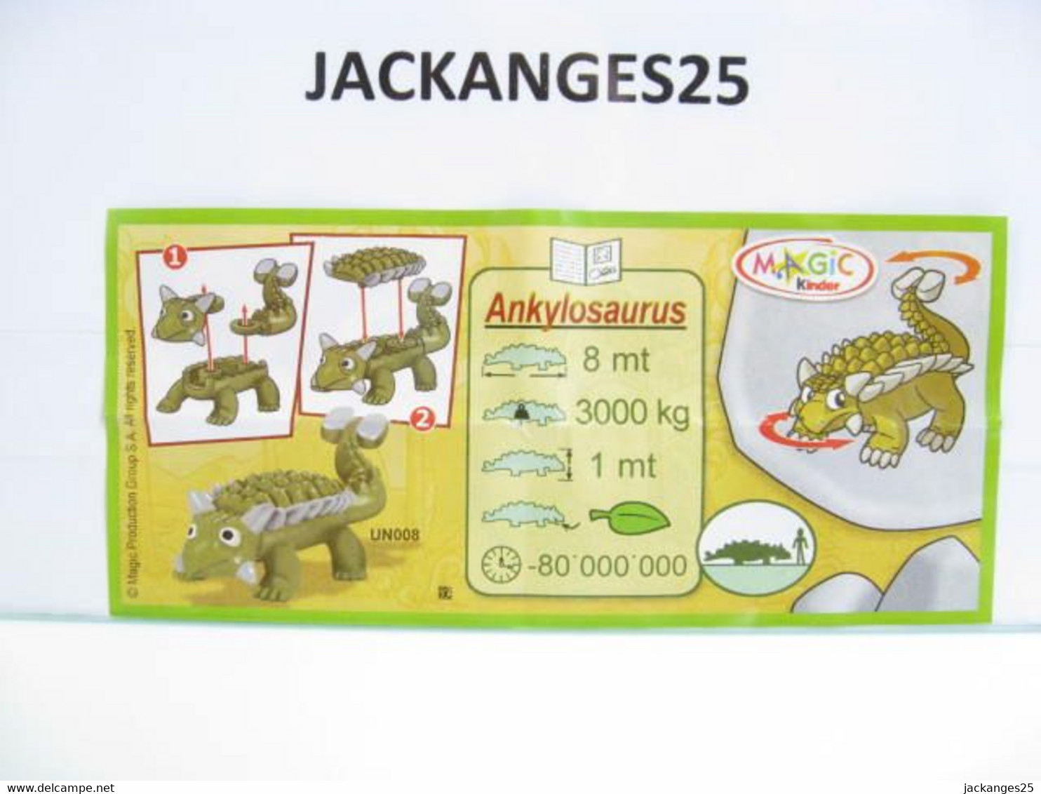 KINDER MPG UN 08 A DINOSAURE ANKYLOSAURE ANIMAUX NATURE NATOONS TIERE 2010 + BPZ A NATURE - Families