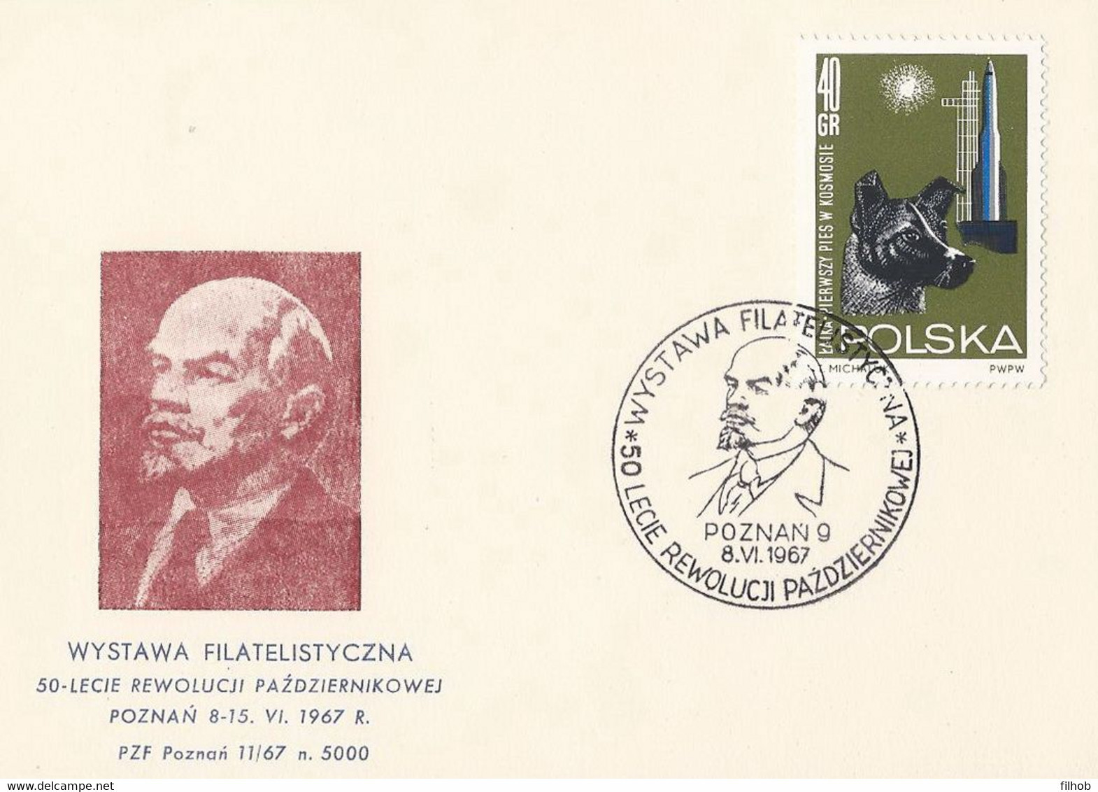 Poland Postmark D67.06.08 POZNAN.01: October Revolution Lenin 50 Y. (analogous) - Stamped Stationery