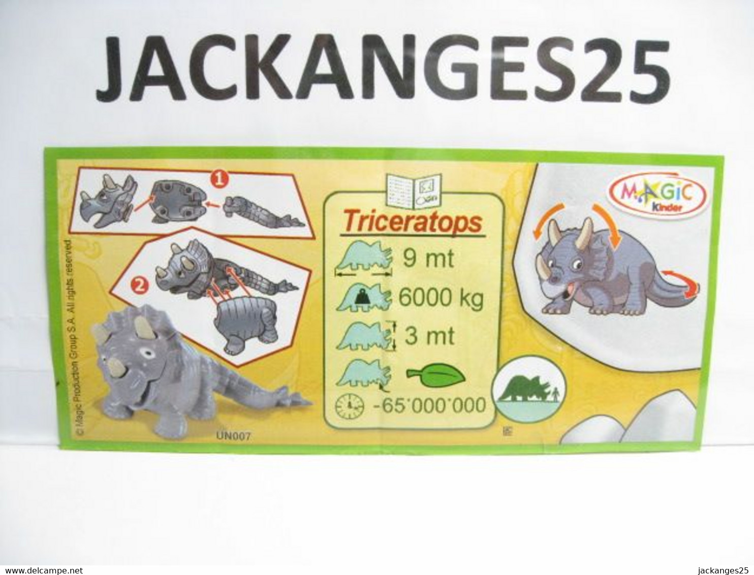 KINDER MPG UN 07 A DINOSAURE TRICERATOPS ANIMAUX NATURE NATOONS TIERE 2010 + BPZ A NATURE - Familles